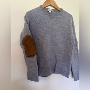 Peter Millar Sweater Mens Medium Gray Elbow Patch Pullover Merino Wool
